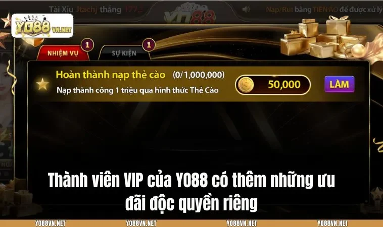 Thành viên VIP của YO88 có thêm những ưu đãi độc quyền riêng