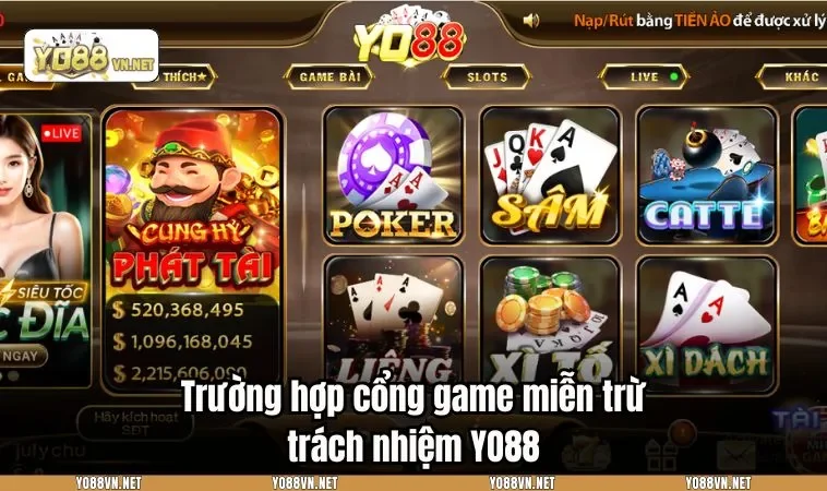 Trường hợp cổng game miễn trừ trách nhiệm YO88