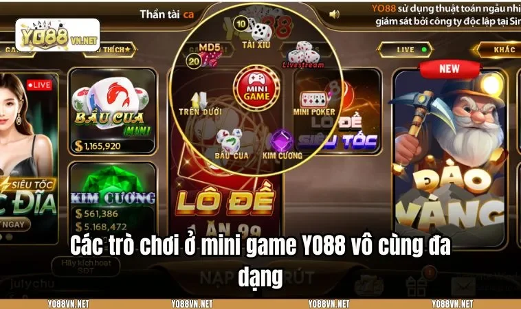 Các trò chơi ở mini game YO88 vô cùng đa dạng